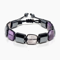 Genuine Hematite Amethyst  Handmade Bracelet