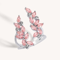 Floral Gem Pink Knuckle Ring