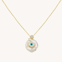 Pearl and Eye Drop Necklace