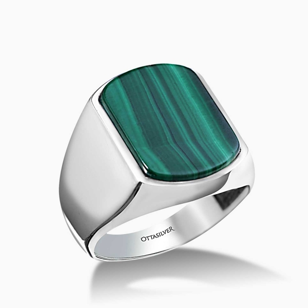 Silver Ring with Malachite  Stone