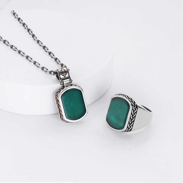 Emerald Agate Jewelry Set