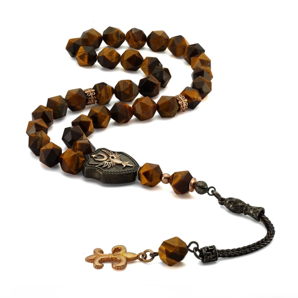 Tiger Eye Misbaha with Silver Tassle