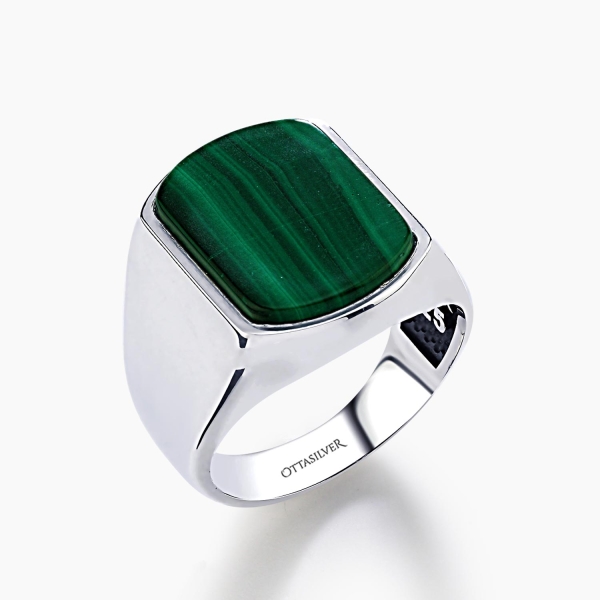 Silver Ring with Malachite  Stone
