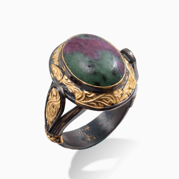 Gold-Plated Blood Stone Ring