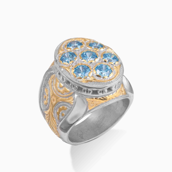 Gold-plated Aquamarine Stone Ring