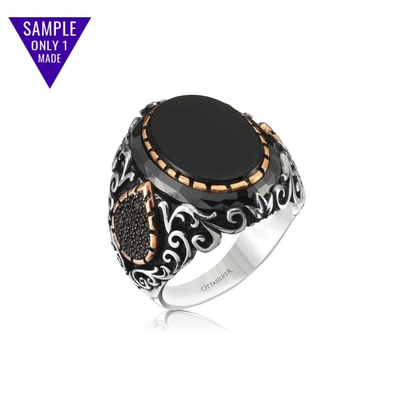 Silver Onyx Ring for Men