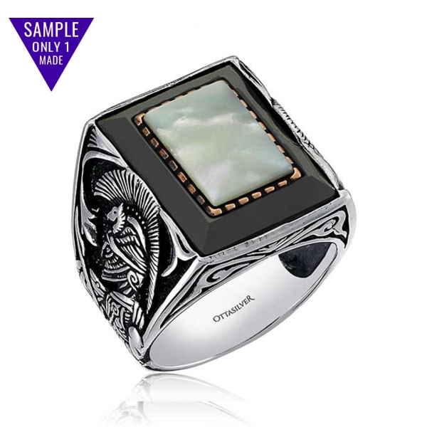 Mother of Pearl Ring Warrior Side