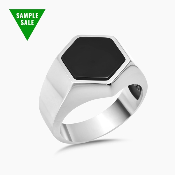 Hexagonal Black Onyx Ring