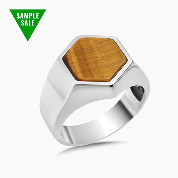 Hexagonal Tiger Eye Ring