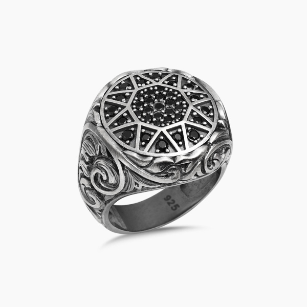 Silver Midnight Mandala Ring