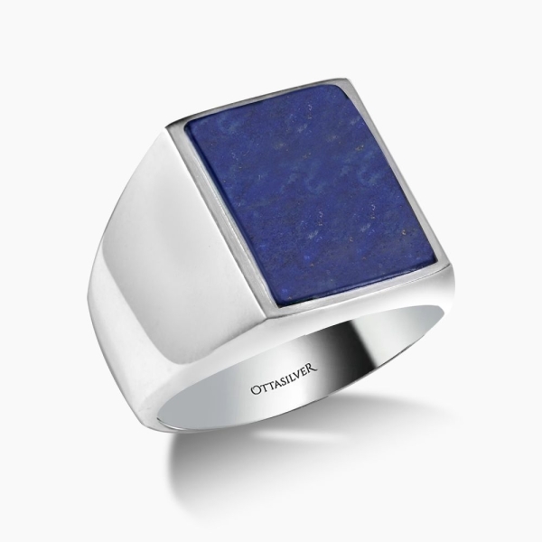 Basic Sterling Silver Ring with Lapis Lazuli Stone