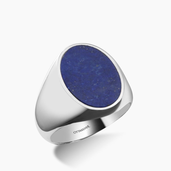 Minimalist Silver Ring with Lapis Lazuli Stone