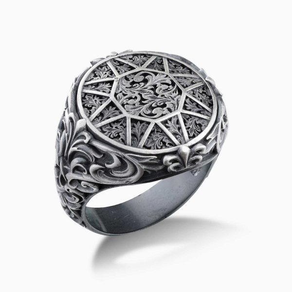 Hand Engraved Silver Ring 