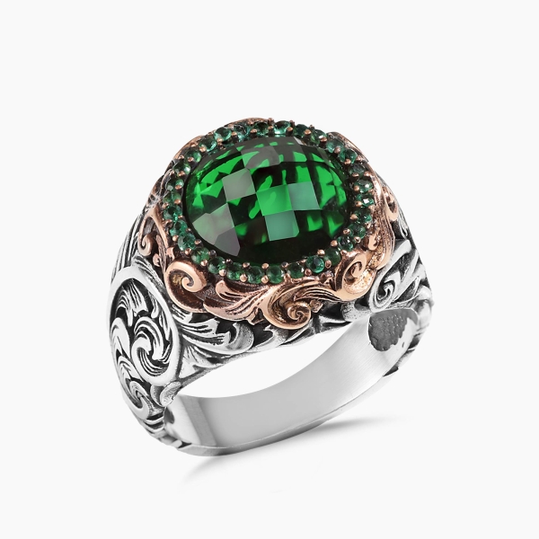 Green Zircon Shine Silver Ring