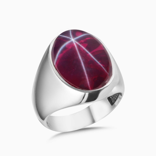 Star Ruby Stone Silver Ring