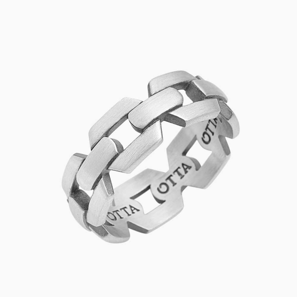 Silver Chain Band Flat Ring  - 8.5 mm 