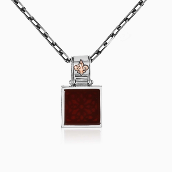 Red Agate Silver Pendant