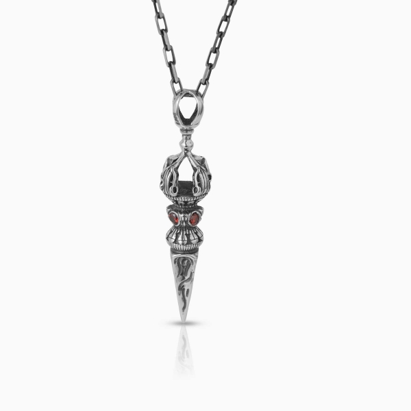 Red Zircon Silver Spear Necklace 