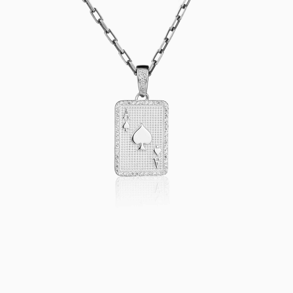 Silver Ace of Hearts Pendant Necklace