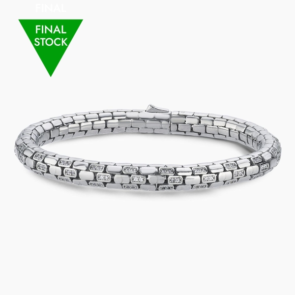 Silver Python Design in Silver Bracelet with CZ Diamonds