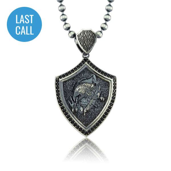 Savage Eagle Design Silver Pendant Necklace