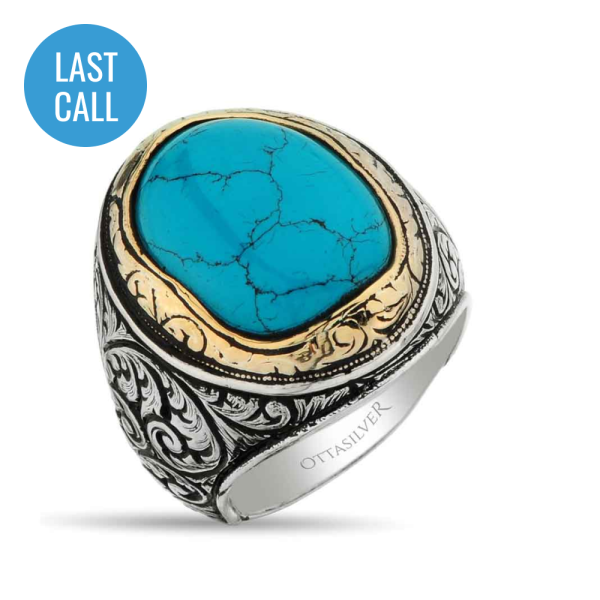 Turquoise Stone Men's Silver Ring