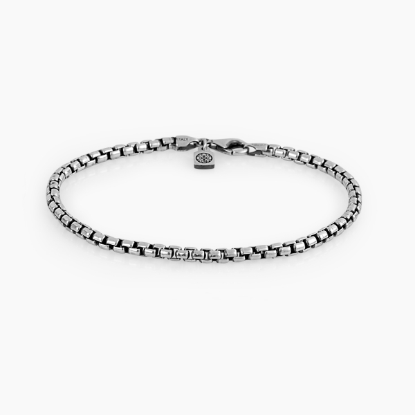 Round Box Chain Bracelet Italian Silver - 4 mm