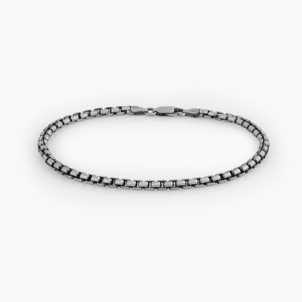 Round Box Chain Bracelet Italian Silver - 3 mm