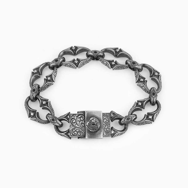 Eagle Patterned Silver Bracelet