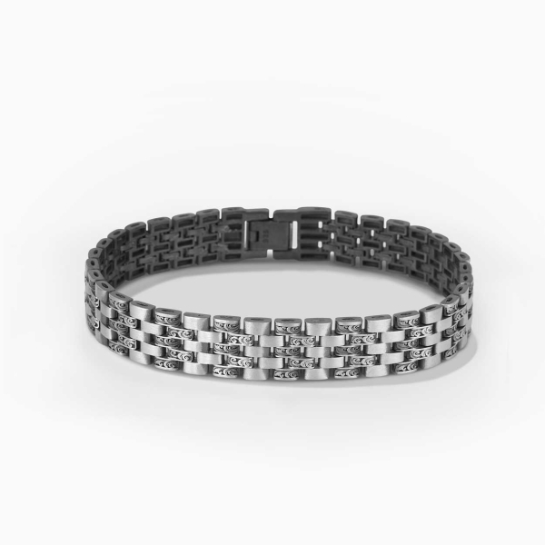 Intricately Engraved Silver Rolex Style Bracelet