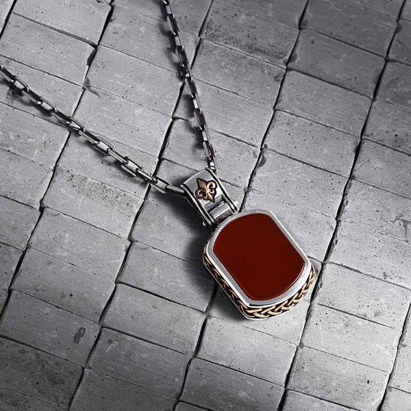 Red Agate Men Pendant