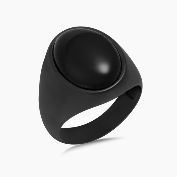 The Blackest Oval Ring | Black Onyx Stone