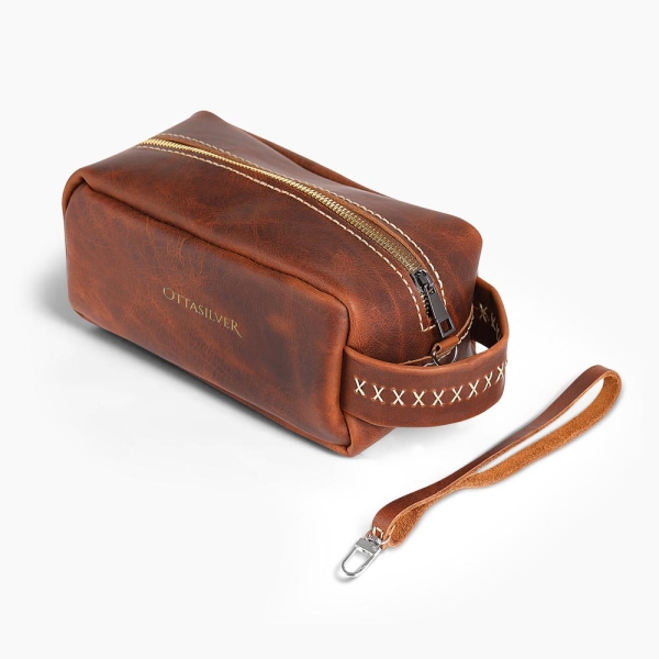 Tobacco Dopp Kit - Genuine Leather