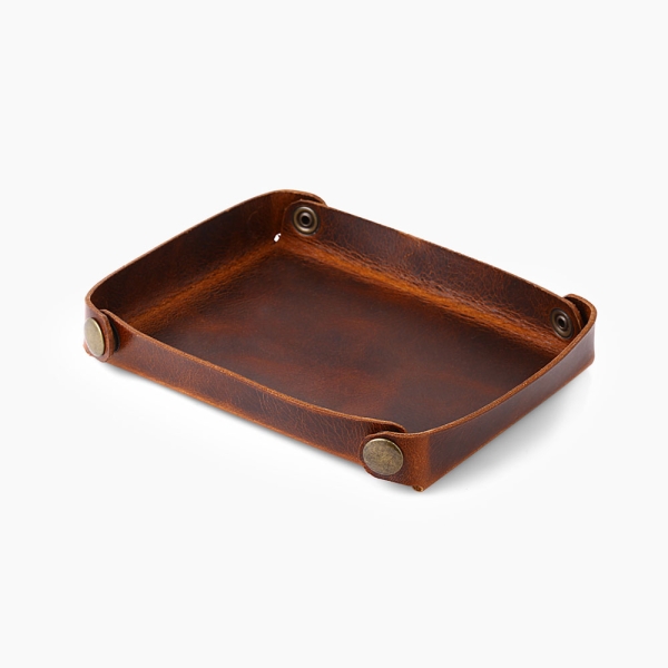 Tobaco Leather Tray - Genuine Leather
