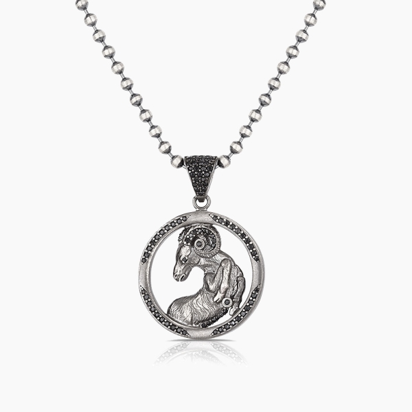 Aries Zodiac Sign Sterling Silver Necklace